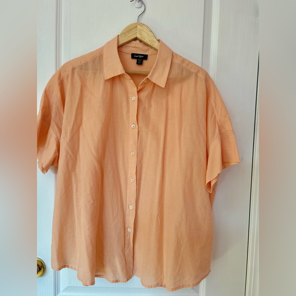 Lord & Taylor Pastel Orange Button-Up Shirt Sz XL